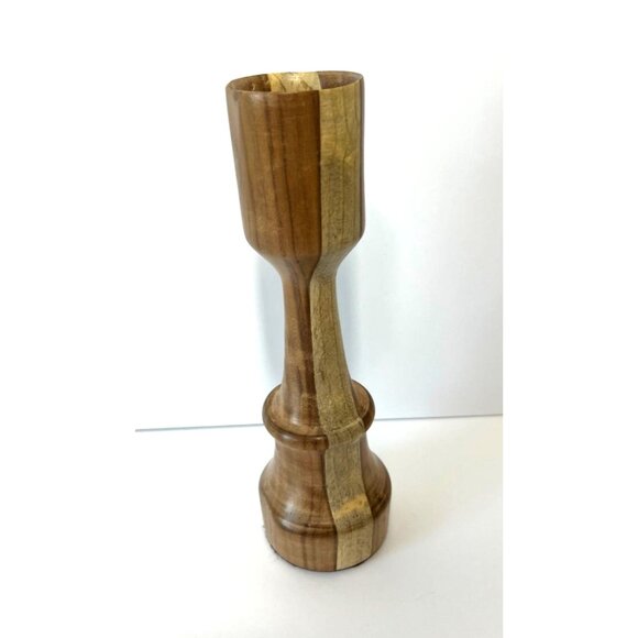 Hand Turned Handcrafted Candle Stick Holder Mixed Wood Olive Wood - Picture 7 of 12